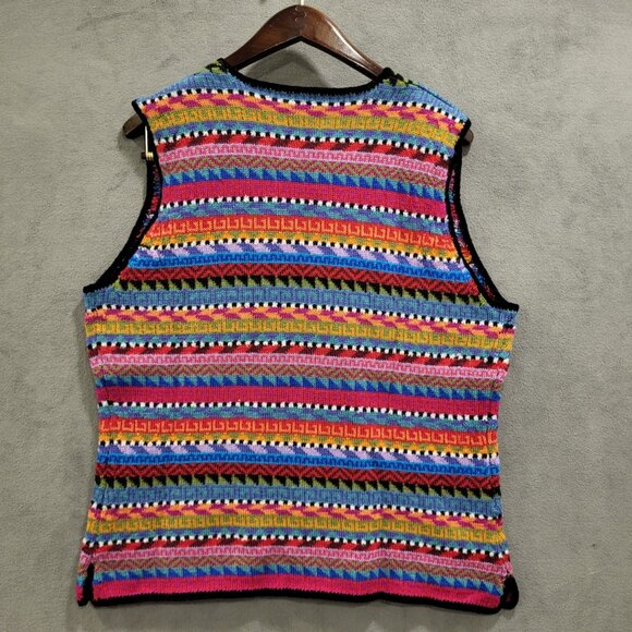 Vintage Susan Bristol Wool Blend Sweater Women Large Stripe Grandma Vest Cottage - Picture 2 of 6